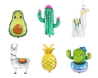 Fiesta Theme Party Jumbo Mylar Balloon | Avocado, Cactus, Llama, Pineapple | Mexican Party Decor | Wildwest Balloon | Desert, Mexico, Cowboy