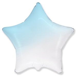 May include: A light blue and white ombre star-shaped balloon.