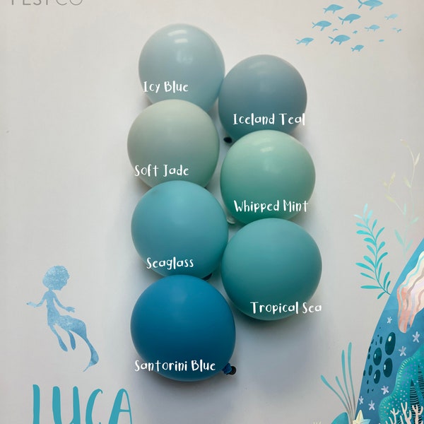 DIY Balloon Garland Arch Kit / Custom High Quality MATTE Colors- Luca, Sea Creature, Sea Monster, Under the Sea,  birthday decor, baby, Aqua