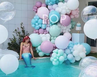 Ocean Mermaid DIY Balloon Arch Kit | Jade, Grape, White | Mermaid Birthday Party Decoration Balloons | Ocean Party Backdrop | Girl Birthday