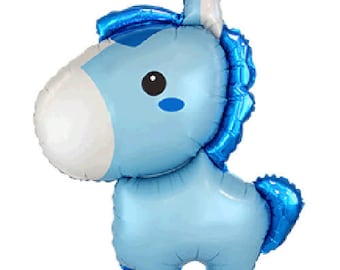 Blue Horse Jumbo Mylar Balloon | Baby Horse Foil Balloon | Barnyard Theme Party Decor, Western Balloons, Cowboy Party, Kids Farm Birthday