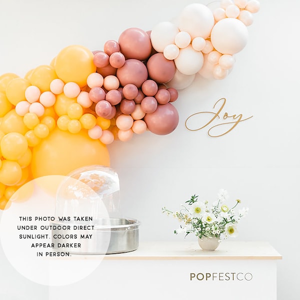 DIY Balloon Garland Arch Kit / Custom High Quality MATTE Colors -Blush, Golden Yellow-orange, Rose, Birthday decor, Baby Girl, Bridal Shower