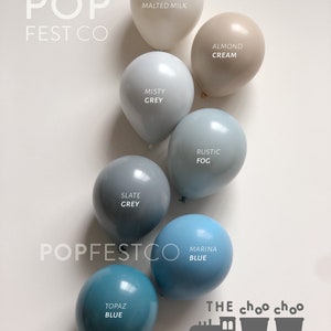 INTERNATIONAL- MATTE Individual Balloons / Custom High Quality Colors-Birthday Decor, Baby Shower-CHOOSE your colors! Grey & Blue Collection