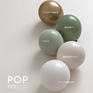 INTERNATIONAL - DIY Balloon Garland Arch Kit / Custom High Quality MATTE Colors -Olive, Sage, White, Green, Gold, Baby Shower, Baby Safari