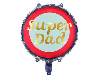 14" Super Dad - Mylar Foil Balloon, Party Decor, Birthday Decor, Father's Day Party Decor, Navy Blue Balloon, Happy Father's Day, Best Dad