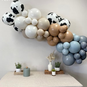 INTERNATIONAL - Dark Beige Blue DIY Double Stuffed Balloon Garland Kit | Vintage Baby Cowboy Balloon Arch, Baby Boy Shower, Photo Decor