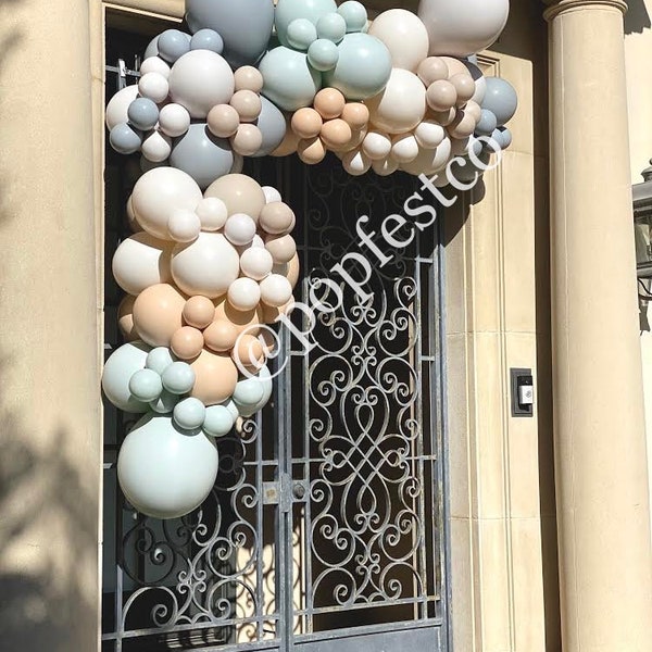 DIY Balloon Garland Kit Sea glass Grey Combo Double Stuffed Balloons | Pastel Country Charm Balloon Arch Kit MATTE Color Party Celebration