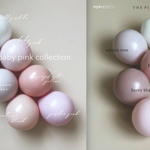 MATTE Individual Balloons / Custom High Quality MATTE Colors - Birthday Decoration, Baby Shower, Bridal- CHOOSE your colors! Pink Collection