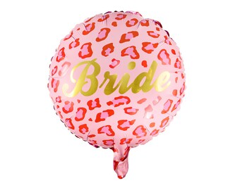 14" Bride Pink Leopard - Foil Mylar Balloon, Party Decor, Bachelorette Party, Bridal Party Balloons, Bridal Shower Decor
