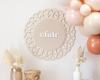 Custom Rattan Baby Name Sign | Handmade Spray Painted Name Banner| Birthday Decor, Nursery Decor, Baby Shower Gift, Wall Table Set Decor