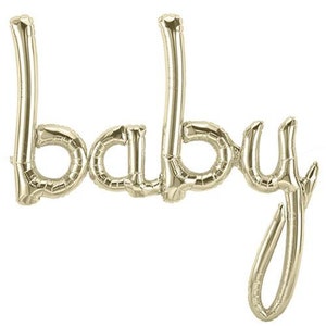 34&quot; Baby Script Balloon - Jumbo Mylar Balloon, Party Decor, Birthday Decor, Baby Shower, Baby Boy, Baby Girl, Gender Reveal