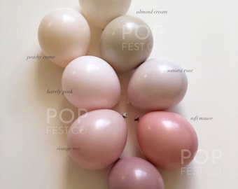 INTERNATIONAL - MATTE Individual Balloons / Custom High Quality MATTE Colors - Birthday Decoration - Choose your colors! Mauve and Pinks!