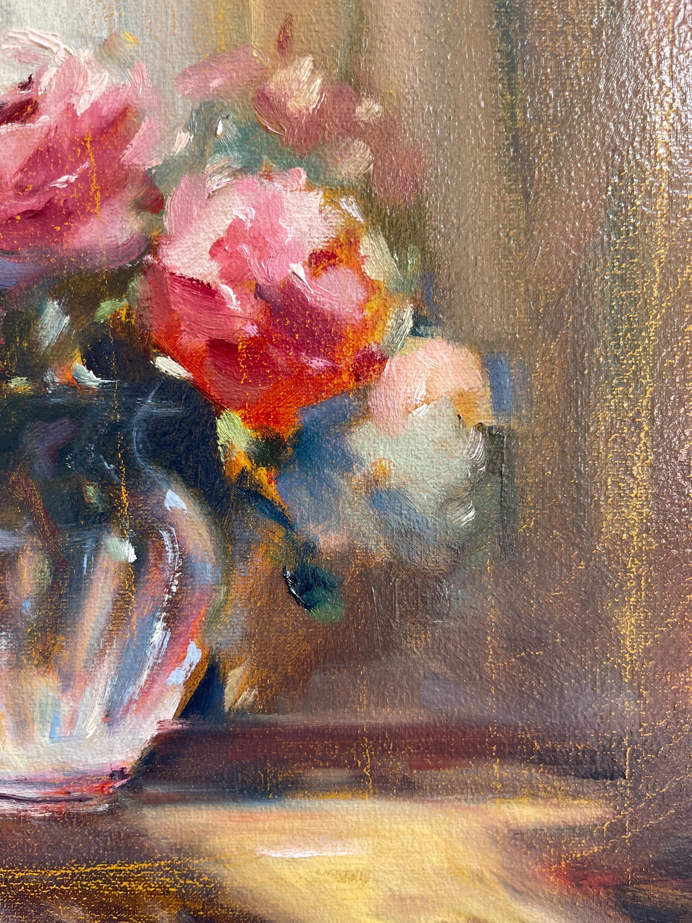 バラの花束の油絵、オリジナルの花の静物画、12x16 - Etsy 日本