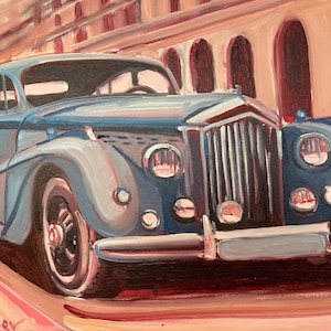 Abstract Car Original Oil Painting On Canvas Vintage Car Art Deco Oil Painting  Art Gift For Him  Handmade Home Wall Decor