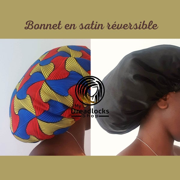 Bonnet de cheveux en satin réversible Extra large Bonnet wax bonnet noir