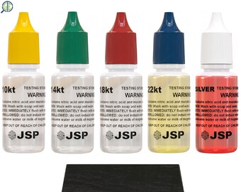 2 JSP Gold Testing Solutions 10K and Silver With Economy Test Stone