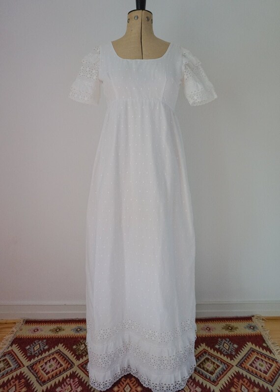 Vintage Broderie Anglaise Prairie Dress White