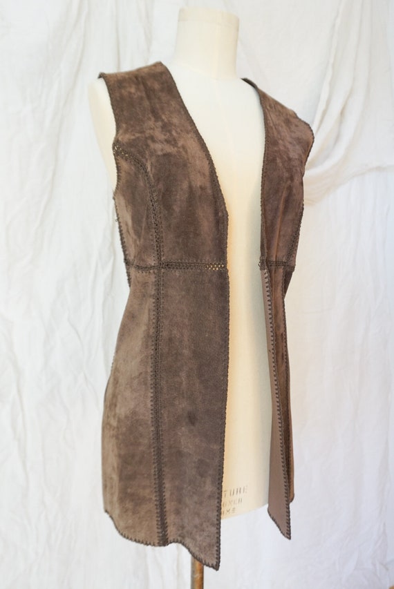 Vintage 70s Suede Boho Patchwork Vest
