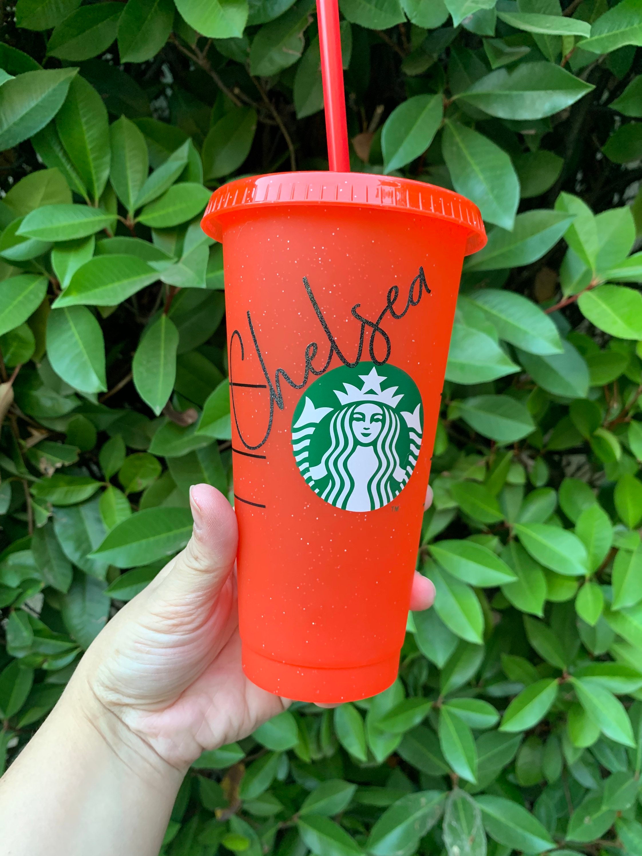 Personalized Red Glitter Starbuck Tumbler Starbucks Cup Etsy