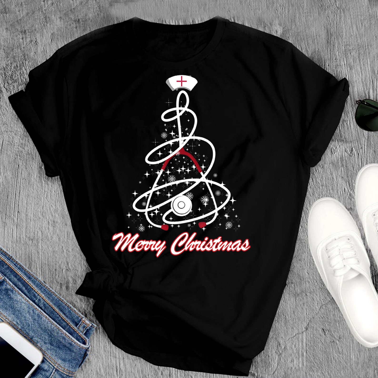 Merry Christmas Nurse Shirt Yuletide Practitioners Cute Gift Etsy Christmas Nurse Shirts
