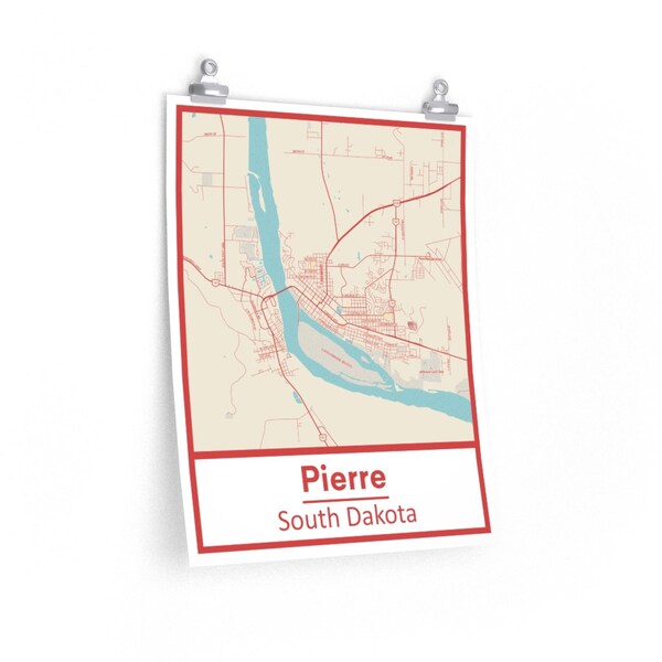 Pierre South Dakota Map Print Etsy