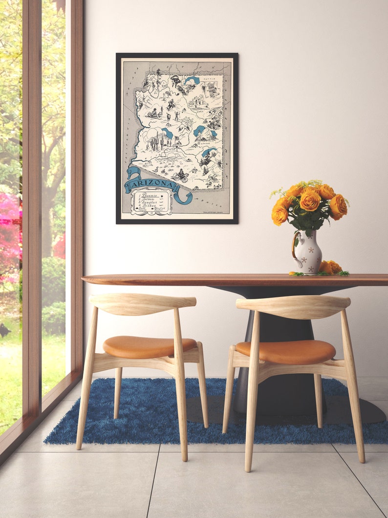 Educational Classroom Decor Digital Download Wall Art Office Home Decor Digital Print Historic Arizona 1903 Hand Drawn Style Art Collectibles Prints Digital Prints Hamaguri Co Jp