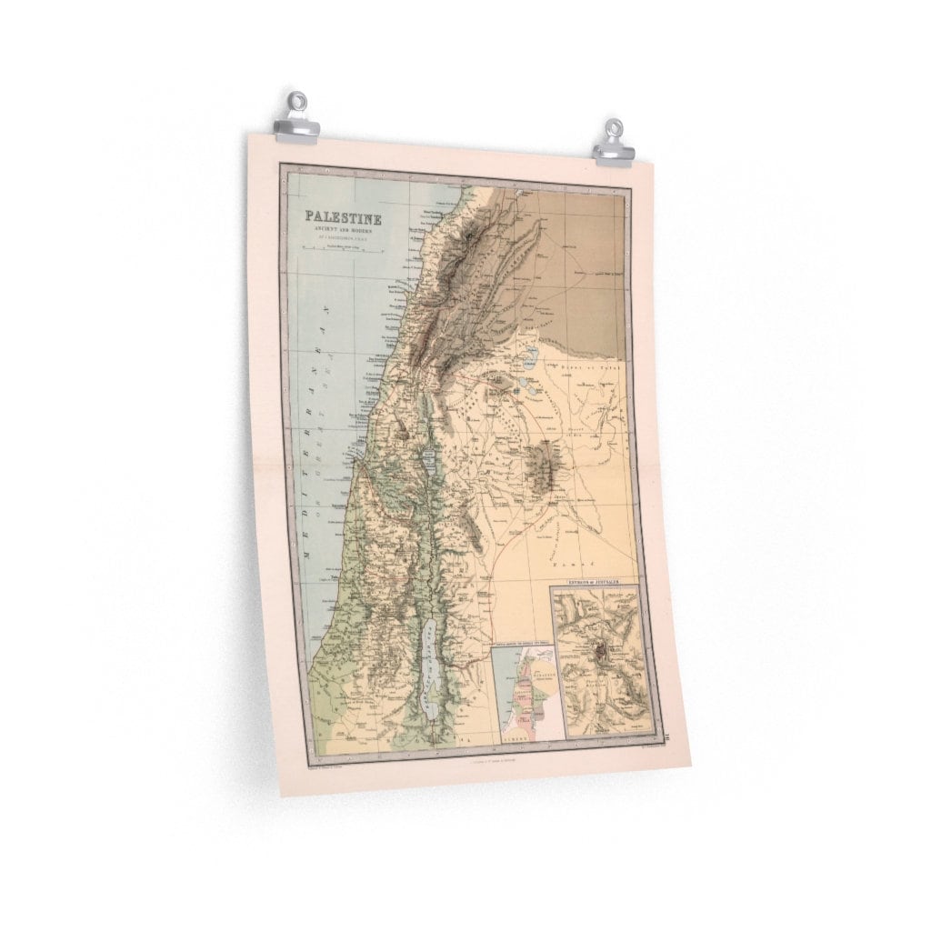 Palestine Ancient and Modern Atlas Map Print Poster and Canvas Vintage ...