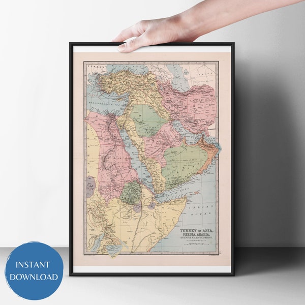 Old Turkey and Egypt Atlas Digital Map Print | Digital Download | Educational Classroom Decor | Wall Art