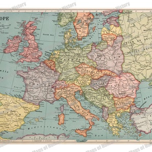 Historic Map of Europe Digital Print | World Atlas | High Resolution Digital Downloads | Wall Art Home Decor Gift | Classroom Decor DIY