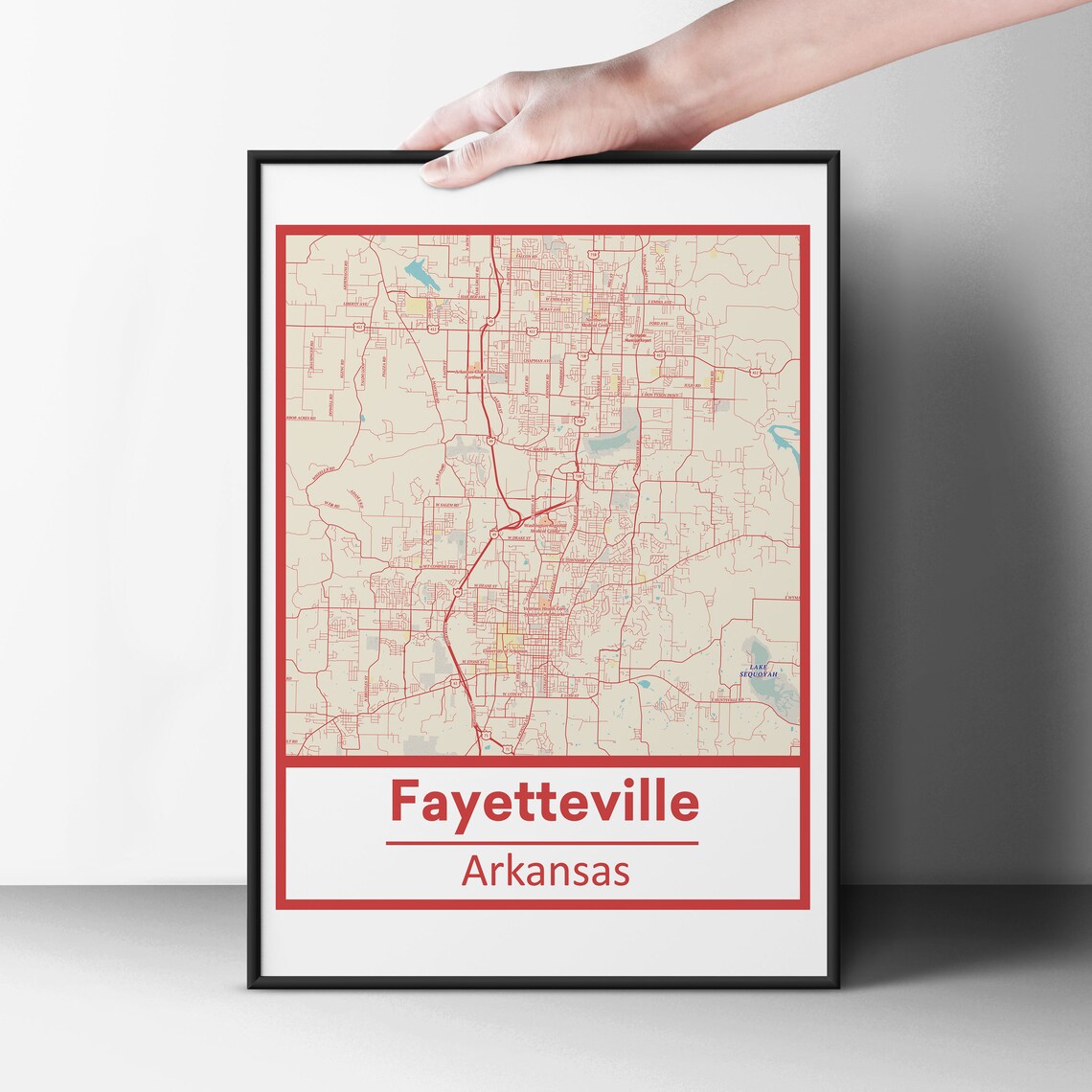 Retro Fayetteville Arkansas Street Map Poster &amp; Canvas Print - Etsy