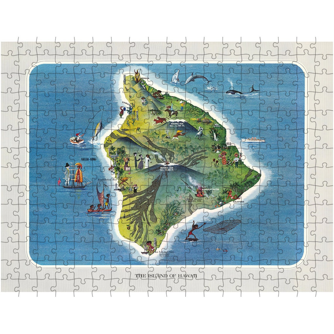 The Island of Hawaii Jigsaw Puzzle 252 or 500 Pieces Map Gift Etsy