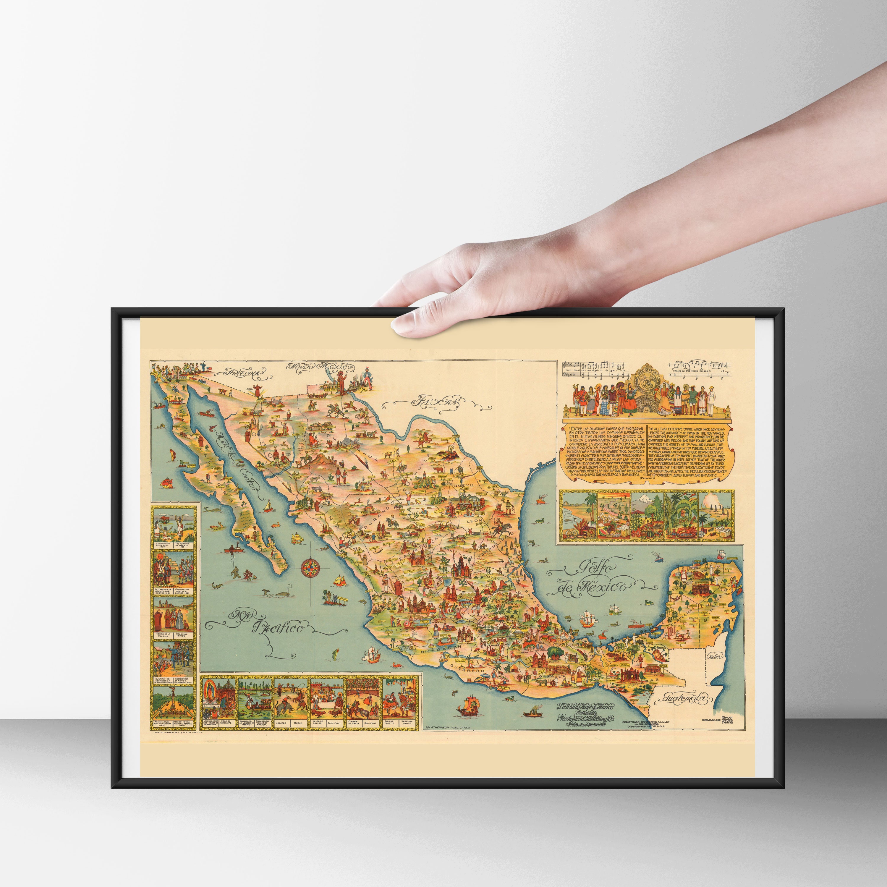 Pictorial Map of Mexico 1931 Poster & Canvas Options - Etsy