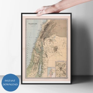 Old Palestine Atlas Digital Map Print | Ancient and Modern | Digital Download | Educational Classroom Decor | Wall Art