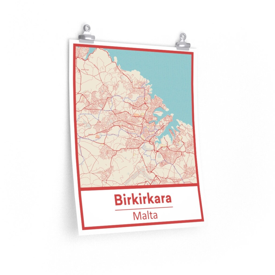 Retro Birkirkara Malta Street Map Poster en Etsy Nederland