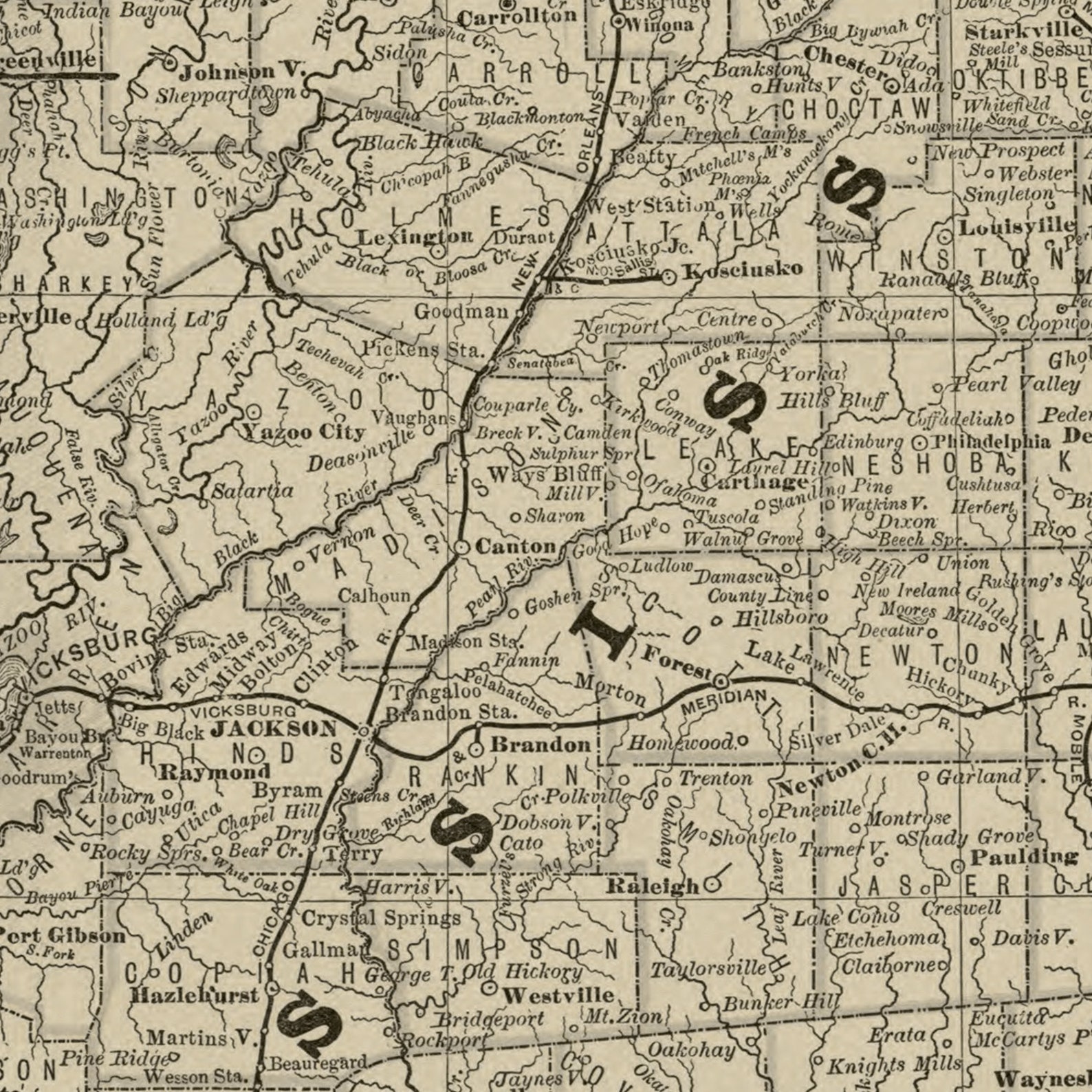 Historical Mississippi Map Print United States Atlas 1878 Etsy