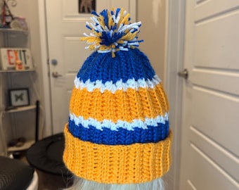 Handmade Crochet Pom-Pom Beanie | Custom Color Winter Hat | Personalized Ribbed Beanie | Cozy Unisex Gift