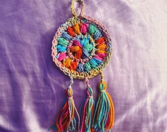 Crochet Dream Catcher Boho - Medium Rainbow