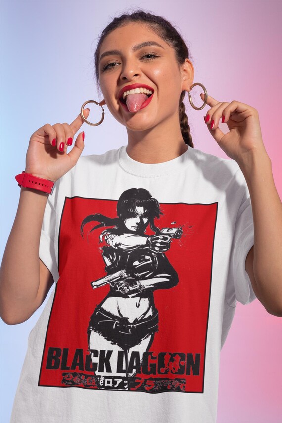 ユニセックス ブラックラグーン アニメシャツ、90年代アニメTシャツ