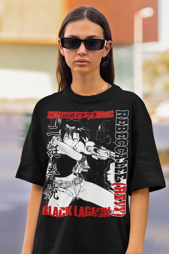ユニセックス ブラックラグーン アニメシャツ、90年代アニメTシャツ