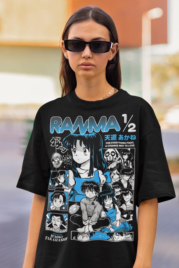 早乙女らんまアニメTシャツ、レトロアニメシャツ、面白いヴィンテージ
