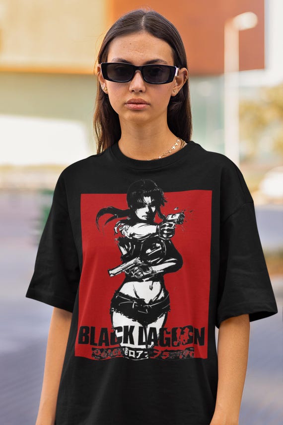 ユニセックス ブラックラグーン アニメシャツ、90年代アニメTシャツ