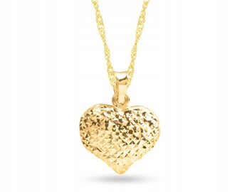8K Gold Chain Necklace GOLD HEART 
