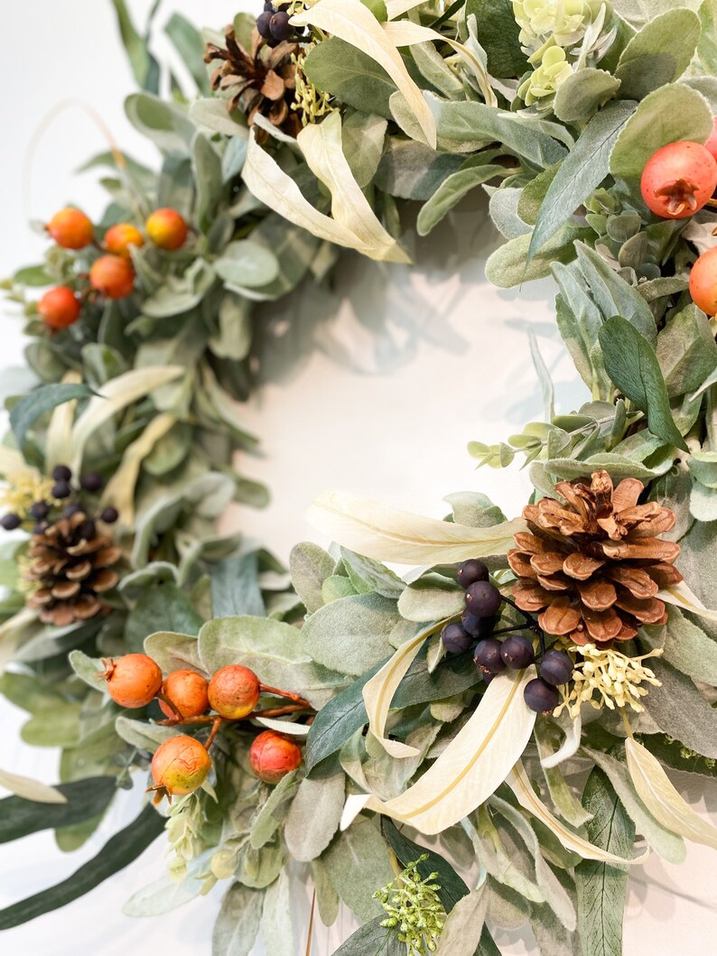 Fall Lambs Ear Wreath / Fall Eucalyptus Wreath / Autumn Etsy Canada