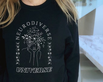 Neurodiverse Universe Witchy Felpa Inclusione Camicia Salute Mentale Camicia Neurodiversità Camicia Adhd Camicia Autismo Camicia Mistica