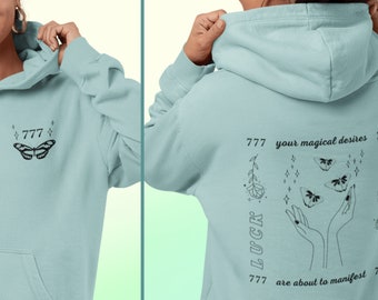 777 Numéro d’Ange Hoodie Celestial Hoodie Butterfly Hoodie Good Energy Shirt Prayer Shirt Mystical Shirt Witchy Clothes Angel Number Shirt