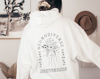 Neurodiverse Universe Celestial Hoodie, Inclusion Shirt Mental Health Shirt Neurodiversity Shirt TDAH Shirt Autism Shirt Witchy Sweatshirt