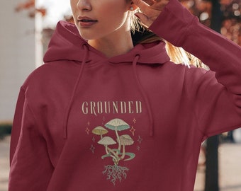 Grounded Mushroom Hoodie, Cottagecore Hoodie, Sweat à capuche vintage, Witch Hoodie Witchy Hoodie Spiritual Yoga Hippie Clothes Mental Health Hoodie