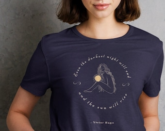 Empathy Shirt, Optimist Shirt, Mental Health Shirt, Victor Hugo Poet Shirt Baumwolle Tshirt, Literatur Shirt Navy Bookish Shirt Self Love Club