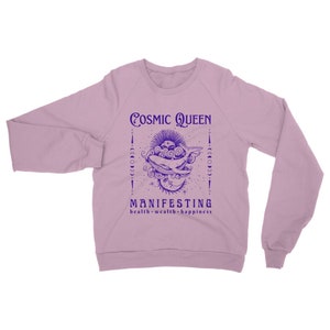 Cosmic Spiritual Sweatshirt Manifest Sweatshirt Manifest Jumper Hippie Clothes Affirmation Sweatshirt Blue Celestial Whale Witchy Clothing image 6