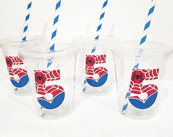 Spiderman Party Cups, Disposable Spiderman Party Cups, Personalized Age Birthday Cups, Boys Birthday, Superhero Birthday Cups, Decorations